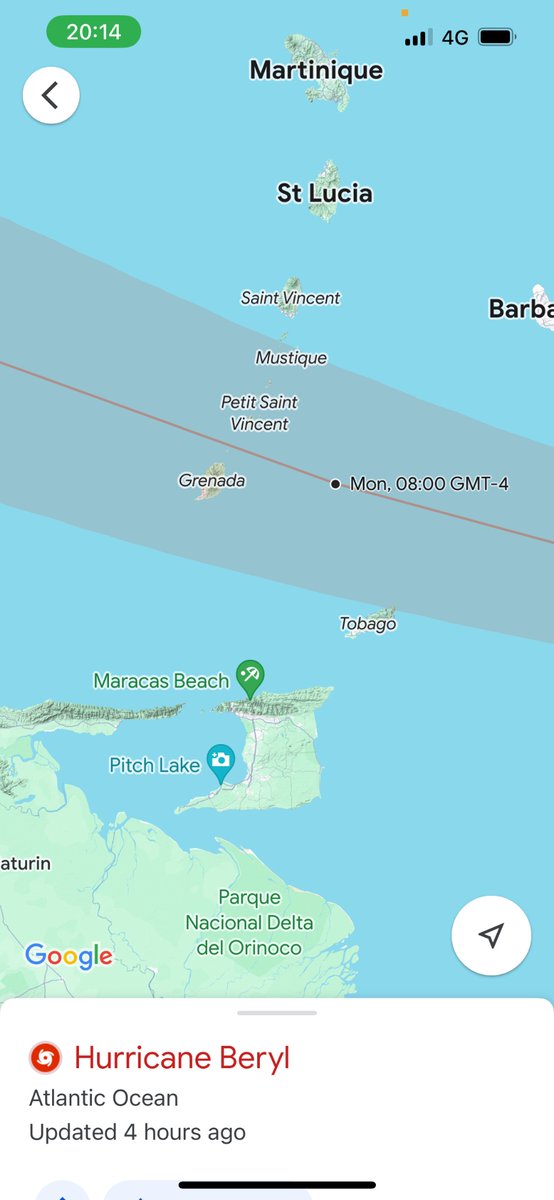 Thoughts going out to family &amp; friends in Grenada and rest of Caribbean, facing a destructive Category 4 hurricane.

This is the equivalent of snow in May for the UK. 

Unprecedented strength outside of hurricane season &amp; an indication of global sea temperature rises