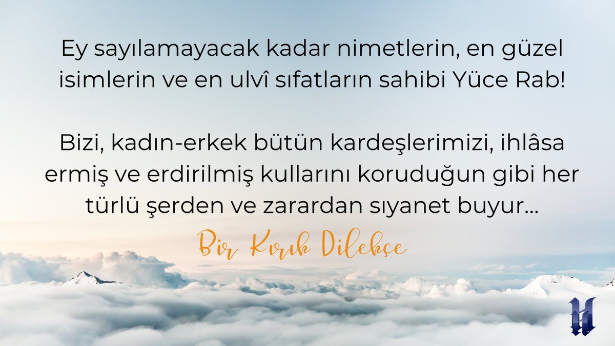 Ey sayılamayacak kadar nimetlerin, en güzel isimlerin ve ulvî sıfatların sahibi Yüce Rab!
Bizi, kadın-erkek bütün kardeşlerimizi, ihlâsa ermiş ve erdirilmiş kullarını koruduğun gibi her türlü şerden ve zarardan sıyanet buyur...