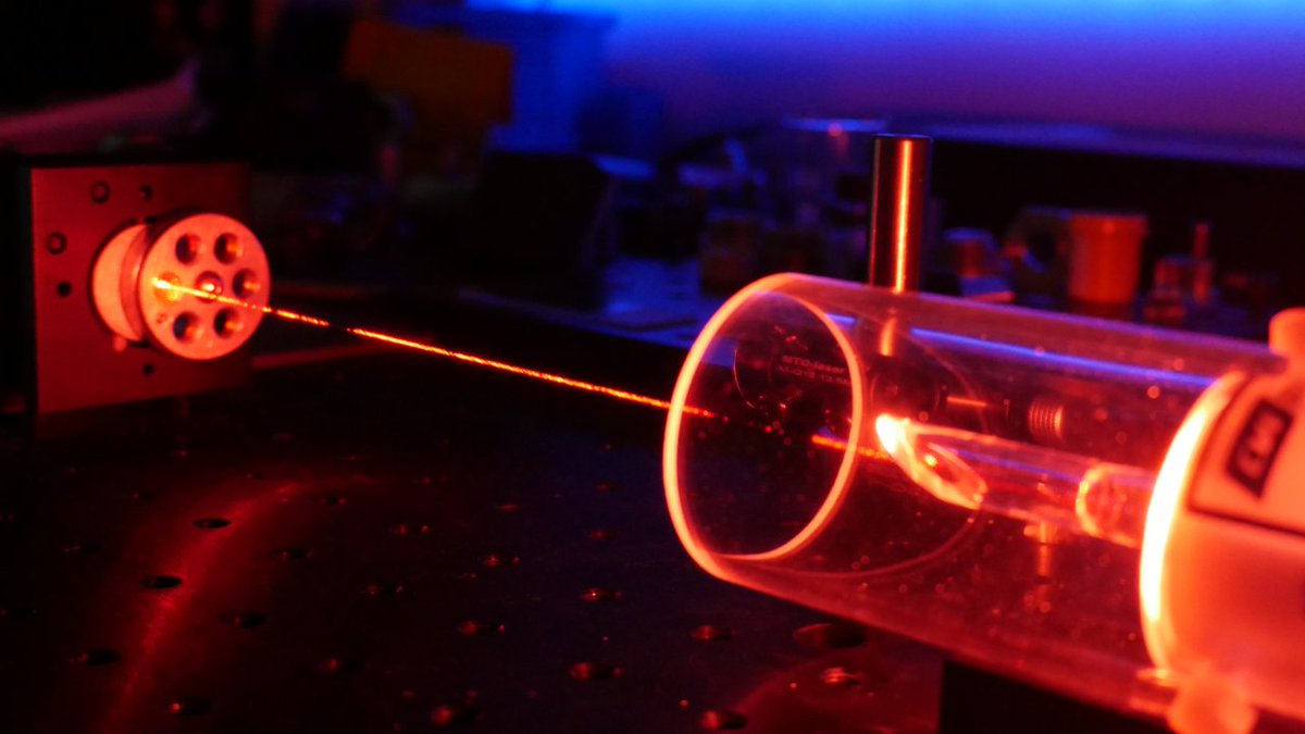 An open Cavity Helium Neon Laser just doing its thing...