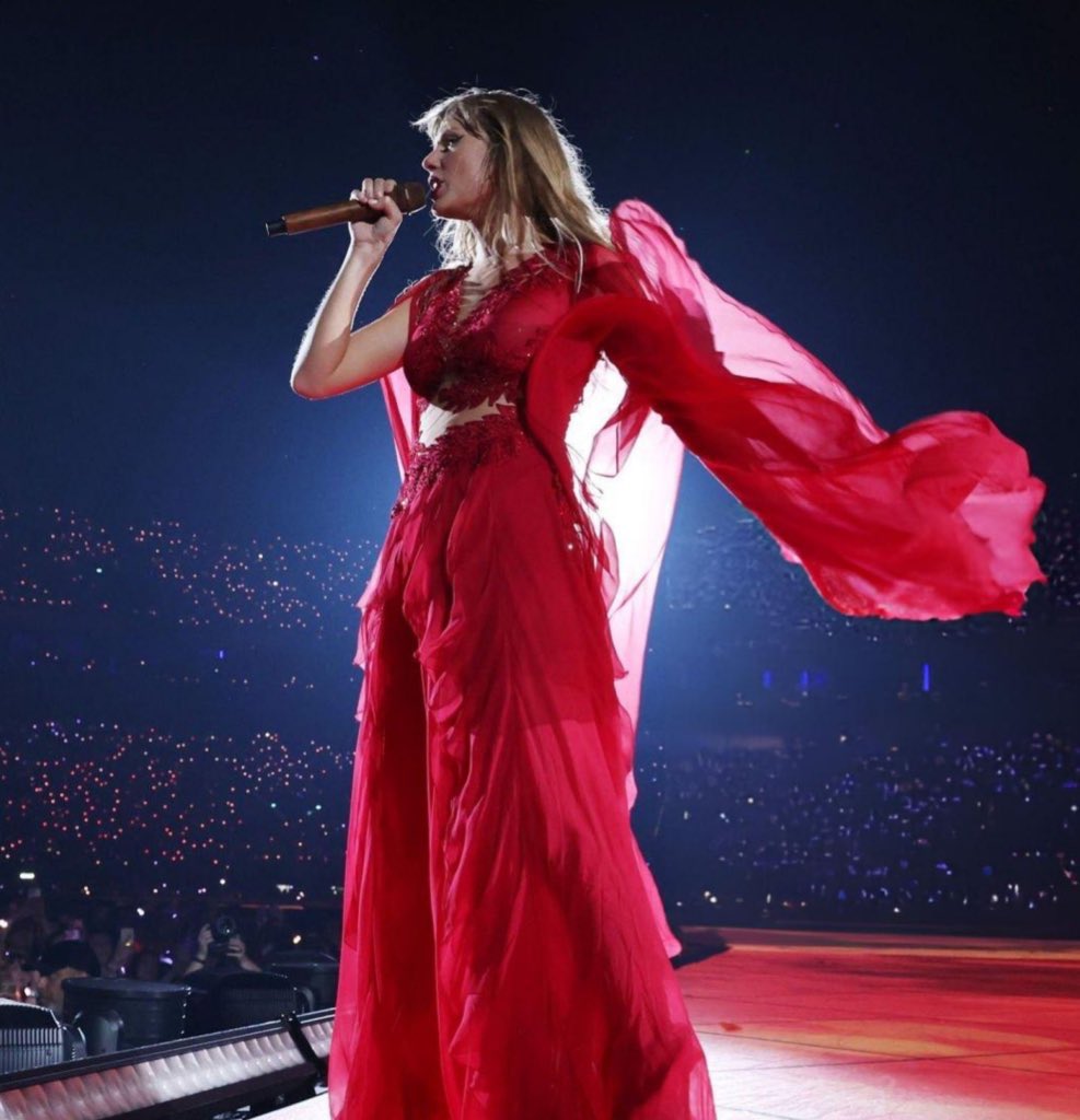 taylor swift red dress eras tour Taylor Swift's Eras Tour Outfits By Alberta Ferretti Are Fan-Favorites &  Loaded With Meaning