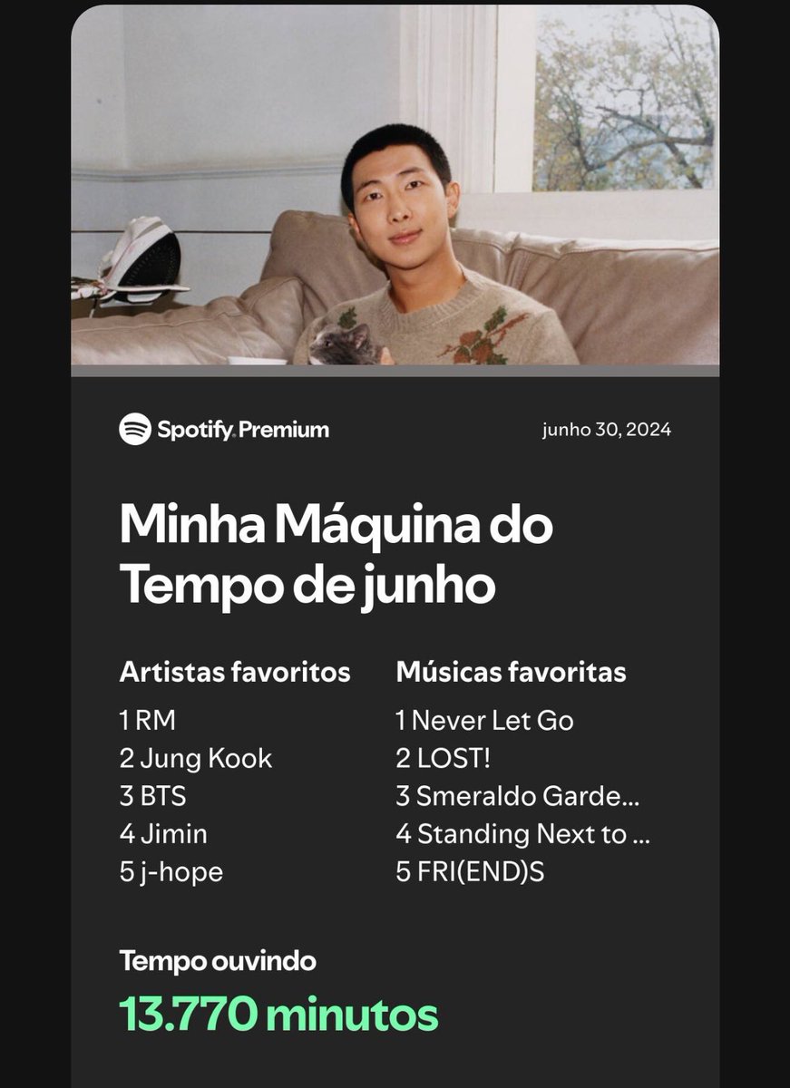 analuapee's tweet image. Meu mês de junho 💜💜 #spotifyxBTS #spotify #junho #RM #Lost #RPWP