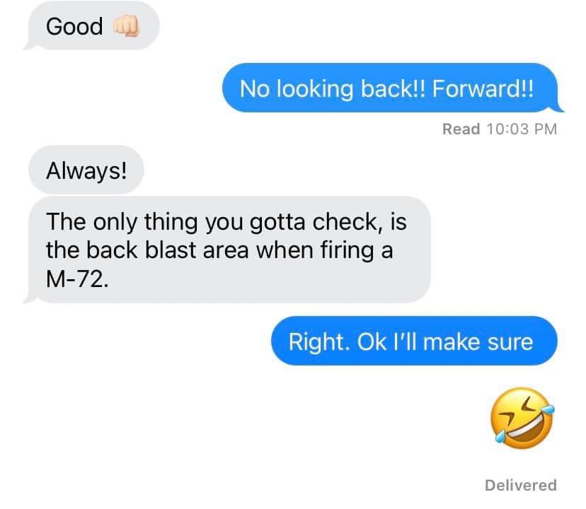 TWilsonOttawa's tweet photo. Colin, on moving forward ๐๐จ๐ฆโค๏ธ #CombatLogic #VeteranAdvice #NeverLookBackUnlessYoureFiringAnM72 https://t.co/IT2wuPtNxO