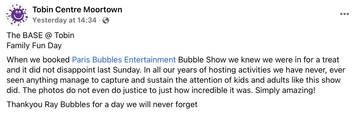 A review of The Ultimate Bubble Show from last Sunday.
