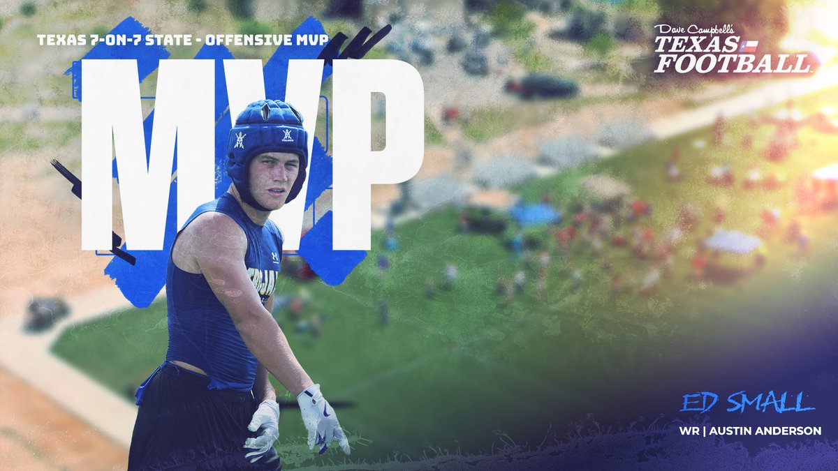 Congrats to Austin Anderson WR Ed Small for being selected by the <a href="/dctf/">Dave Campbell's — TexasFootball.com</a> staff as the overall offensive MVP of the 2024 #tx7on7 state championship tournament!

<a href="/edsmall18_tx/">Ed Small</a> | <a href="/TrojanAnderson/">Anderson Trojans Football</a> | #txhsfb 

All-State 7v7 Team: texasfootball.com/article/2024/0…