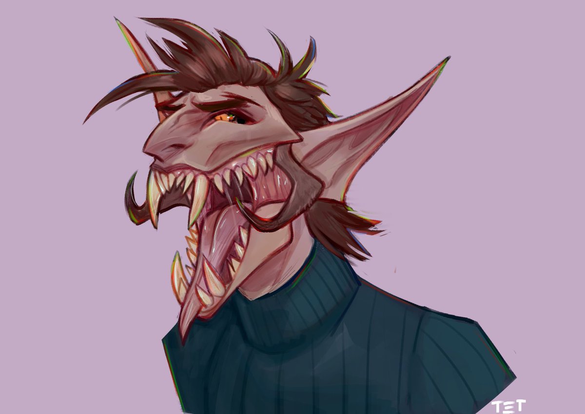 TeethTentacles's tweet photo. i like drawing fangs #teeth 

been trying to do that weird red/green lining some art has https://t.co/oXzqZ1lqLb