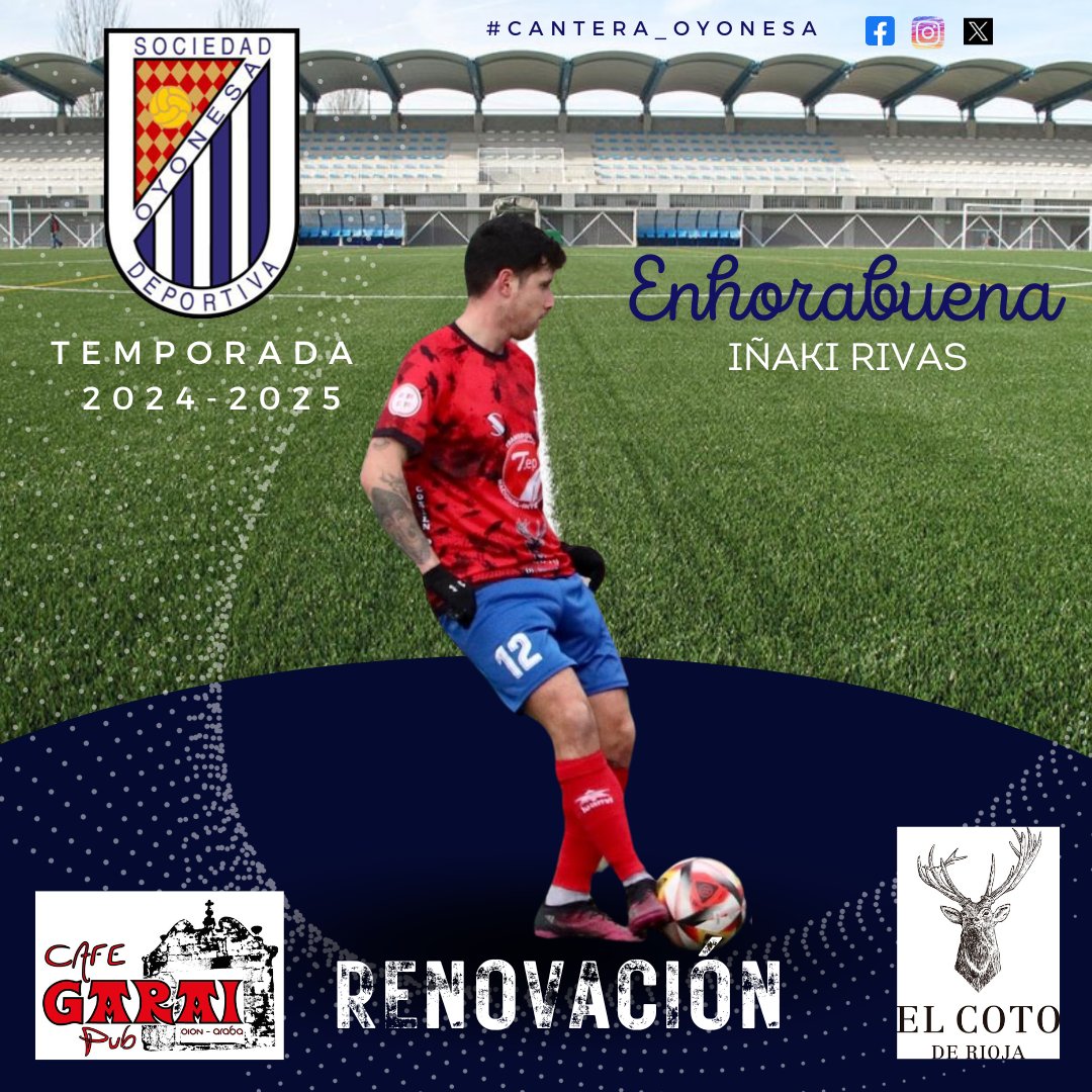 SDOyonesa's tweet photo. RENOVACIÓN 🔵⚪

Desde la @SDOyonesa comunicamos la renovación de un especialista en meter goles en las fases Finales de los playOff, con 4 dianas en las semifinales.

Enhorabuena Iñaki Rivas 💙🤍 un año más con nosotros.

Goazen @SDOyonesa

 #Renovacion #Cantera_Oyonesa https://t.co/zAKdeJ8Jm9