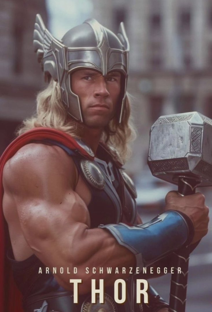costantinocaiaf's tweet photo. Un’altra immagine suggestiva di come sarebbe potuto essere l’universo #Marvel con attori in giovane età del calibro di @Schwarzenegger , decisamente  potente #marvelcomics #thor #comics #comicartist #Arnold #ActorForLife #vintage #vintagestyle https://t.co/tAye0kp8NE
