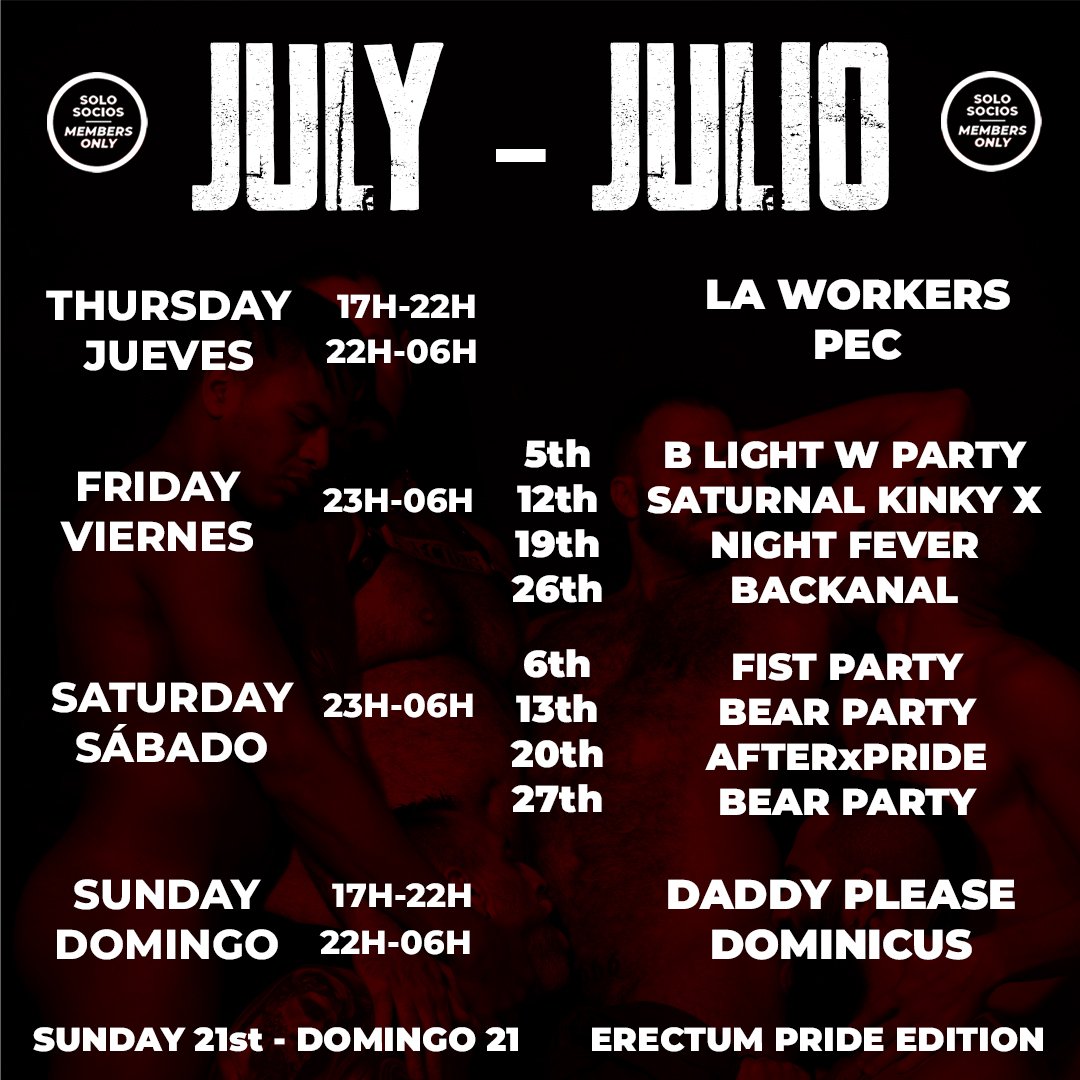 rectumbcn's tweet photo. 🤪JULY😎
#RECTUMBCN #gayfetish #Barcelona #cruising #fetish #workers #gay #gayclub #privateclub #gaybarcelona #dominicus #pec #gaybcn #bear #bears #beargay #bearparty #woof #CRDKO #daddy #daddies #hunk https://t.co/08G59MFiSZ