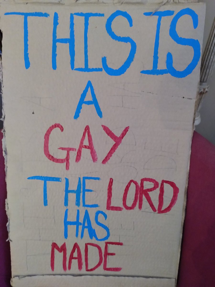 LauraDMacdonald's tweet photo. I have spent much of this weekend wrestling with my calling after everything that has come out from the CEEC and others. 

I spent the evening with other LGBTQIA+ Christians, painting signs for Nottingham Pride. It was exactly what I needed, and my soul feels lighter now https://t.co/QCp5NfrtTs