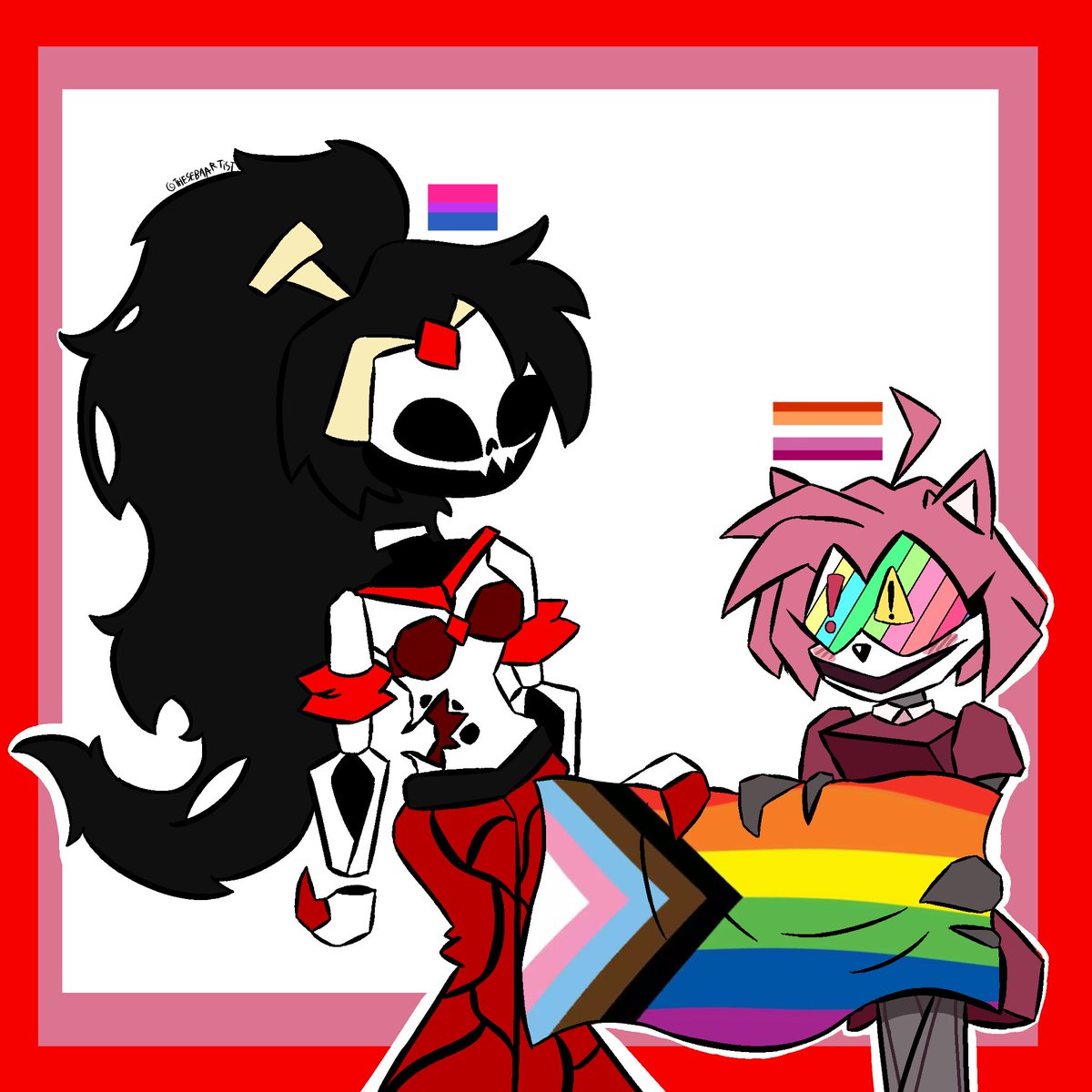 TheSebaHat's tweet image. It's still pride month so here you have a drawing of two sillys exes, Happy birthday Gay People!

Prototipe by @GawrGuraVirus 

#exe #exeoc #Oddball #pride #PRIDEMONTH #Pizza
