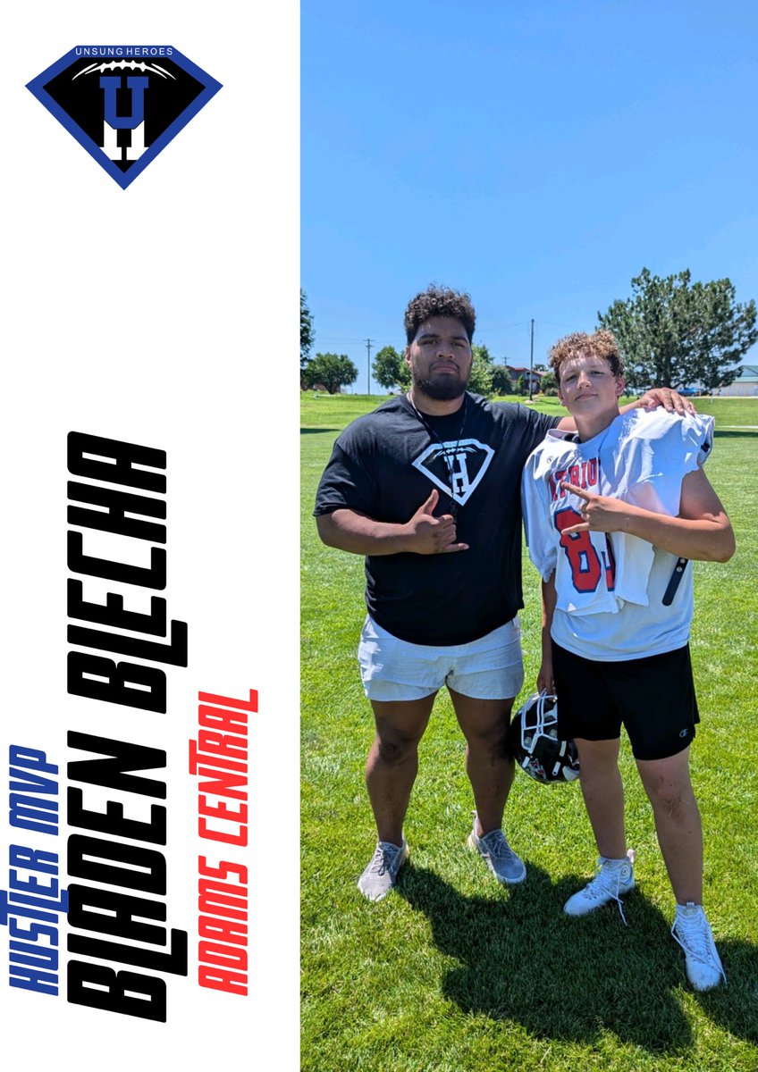 Unsung Heroes (@uhclinemen) on Twitter photo Doniphan Trumbull’s #UnsungHeroesCamp Hustler MVP was Bladen Blecha of AC. Congrats young man and can’t wait to see all that effort translate to football successes this fall!
<a href="/ACPatriotsFB/">Adams Central Patriot Football</a> <a href="/CoachConnerDTFB/">Jordan Conner</a> <a href="/TyeSpies/">Tye Spies 🏈</a> <a href="/wayne_tei/">Wayne Tei-Kirby</a> <a href="/sjaybool/">Shayne Brennen ⁶⁸</a> Doniphan Trumbull’s #UnsungHeroesCamp Hustler MVP was Bladen Blecha of AC. Congrats young man and can’t wait to see all that effort translate to football successes this fall!
<a href="/ACPatriotsFB/">Adams Central Patriot Football</a> <a href="/CoachConnerDTFB/">Jordan Conner</a> <a href="/TyeSpies/">Tye Spies 🏈</a> <a href="/wayne_tei/">Wayne Tei-Kirby</a> <a href="/sjaybool/">Shayne Brennen ⁶⁸</a>