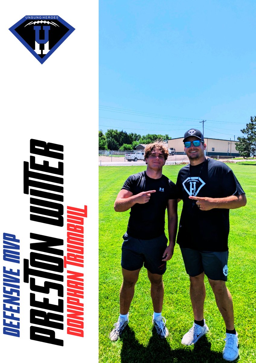 Doniphan Trumbull’s #UnsungHeroesCamp Defensive MVP was Preston Witter of Doniphan Trumbull! Way to put in that work and showcase your skills!

 <a href="/CoachConnerDTFB/">Jordan Conner</a> <a href="/TyeSpies/">Tye Spies 🏈</a> <a href="/wayne_tei/">Wayne Tei-Kirby</a> <a href="/sjaybool/">Shayne Brennen ⁶⁸</a>