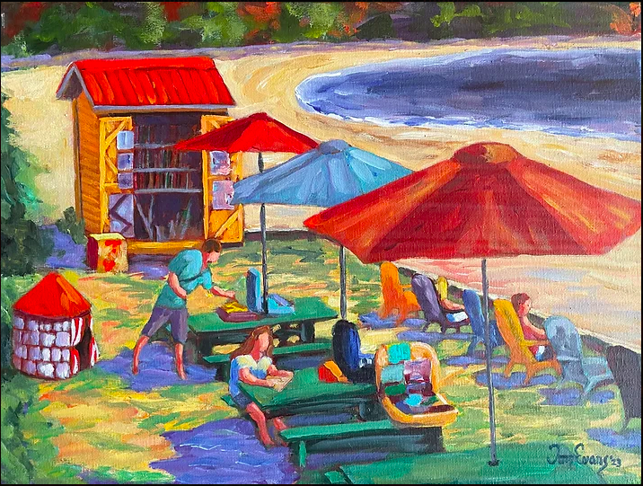 La biblio-plage de Mme Chose est désormais immortalisée grâce au talent de l'artiste Tom Evans. Plusieurs de ses toiles sont exposées cet été au Café l'Abri Côtier à Tadoussac. Son site Internet: TidesofTadoussac.com

#BiblioPlage #MmeChose #Tadoussac #Lecture #ArtsVisuels