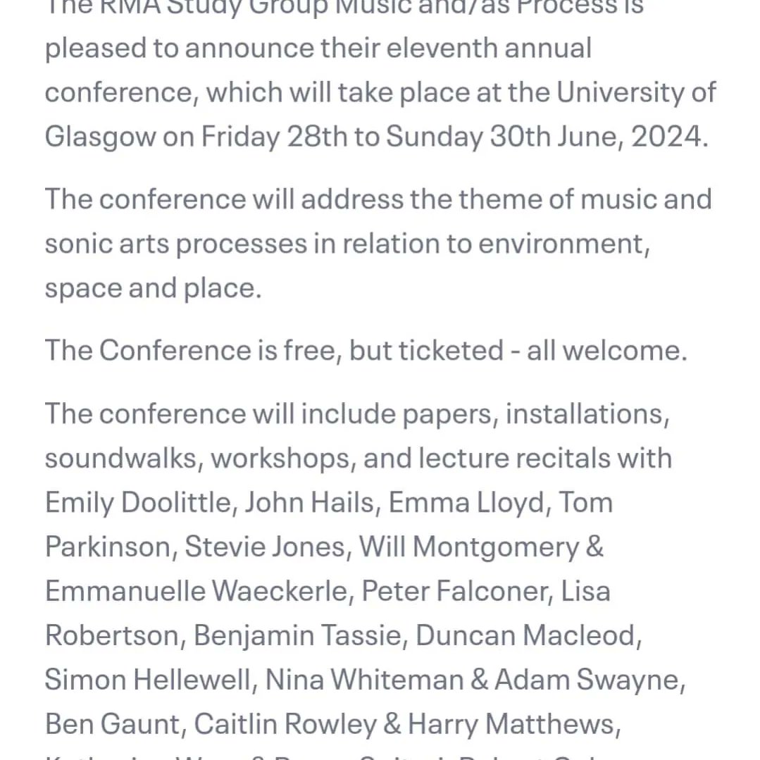 Lisa Robertson (@lisa__robertson) on Twitter photo Such an inspiring few days at the <a href="/musicprocess/">musicandasprocess</a> hearing many fascinating papers. I was delighted to present a paper on constructing a musical language from Traditional Ecological Knowledge while writing my piece 'am fàsach' as part of the Northern Connection project 🎶 🌿 Such an inspiring few days at the <a href="/musicprocess/">musicandasprocess</a> hearing many fascinating papers. I was delighted to present a paper on constructing a musical language from Traditional Ecological Knowledge while writing my piece 'am fàsach' as part of the Northern Connection project 🎶 🌿