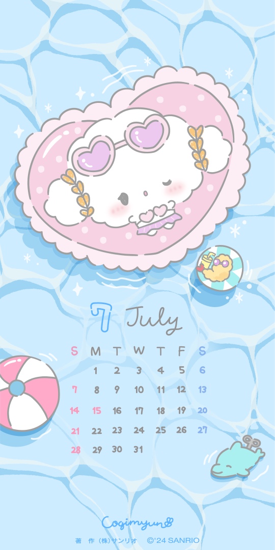 cogimyun_sanrio's tweet photo. 今日から7月だみゅん･･プールでぷかぷか楽しいみゅん･･♡
#こぎみゅん #7月 #壁紙カレンダー #プール https://t.co/Ve5LIWZmno