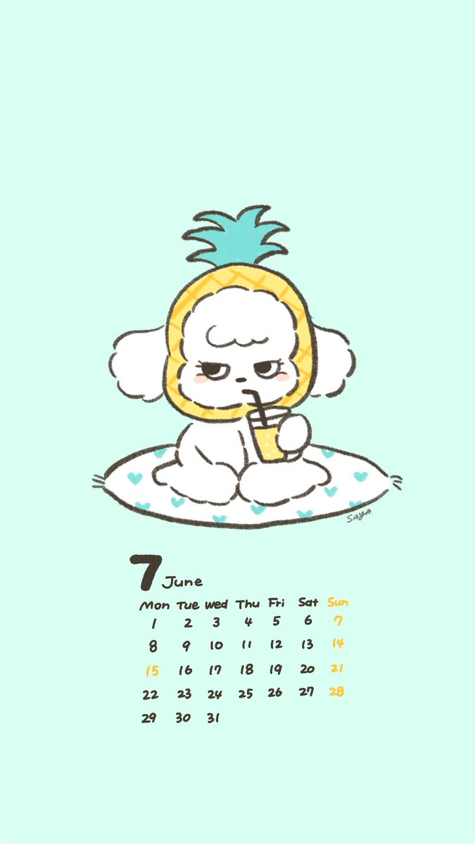 wan_wan_cafe's tweet photo. ７月カレンダーを作りました🍍
#カレンダー #イラスト #illustration https://t.co/BaVAZiPzGy