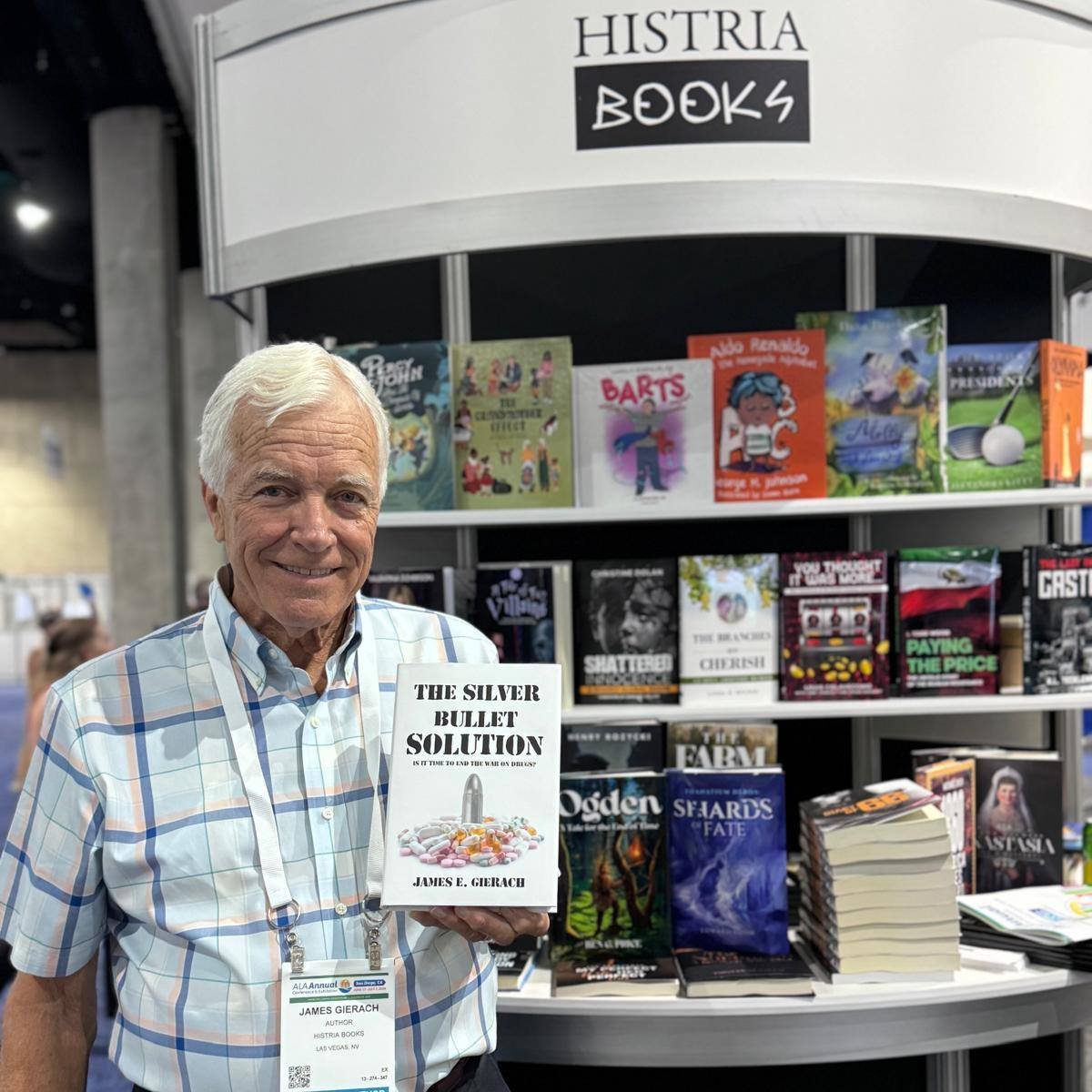 HistriaBooks's tweet image. James Gierarch officially joins us at the ALA with free signed books for everyone. The Silver Bullet Solution is highly appreciated by professionals and by those who understand the “war on drugs.”

#ALAAC24 #LibLearnX24 #UniteAgainstBookBans #fundlibraries #books