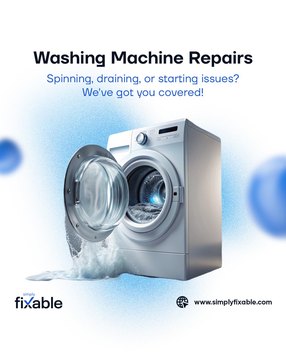 Simply_Fixable's tweet image. 🌀 Washing Machine Woes?

Whether it&apos;s not spinning, draining, or starting at all, Simply Fixable has you covered. Our skilled technicians can fix any washing machine problem quickly and efficiently.
_
#WashingMachineRepair #LaundryDayRescue #SimplyFixable #SmallBusinessSupport