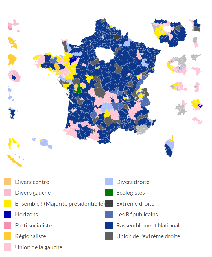 PollsPilot's tweet photo. 2024 - French Legislative Election
Results (Leading at this point, not declared)
RN: 252
NPF: 117
ENSEMBLE!: 54
#France #Elections2024 #LegislativeElection #France2024 #Macron #LePen https://t.co/FQ4YXjcjx0