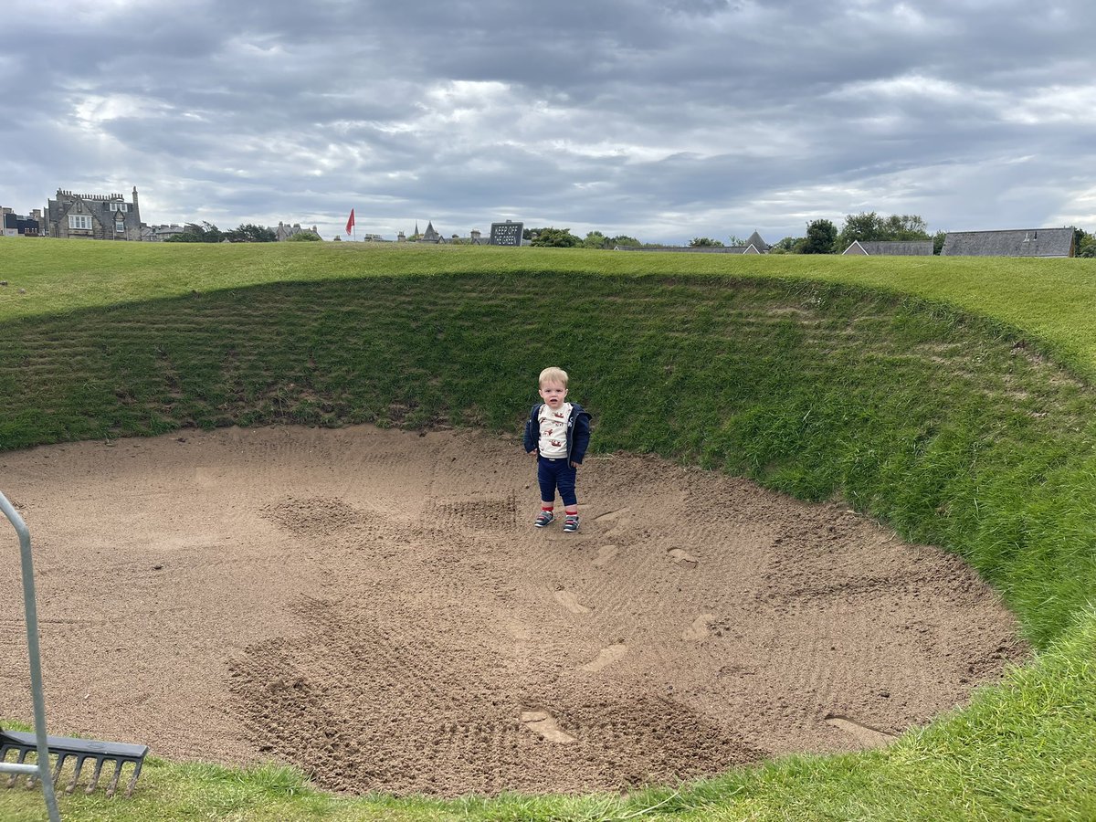 CoachDougSaylor's tweet photo. When it’s Sunday at the Most Famous Golf Course in the world and golf is closed, we play on the fairways where legends have made history! https://t.co/w09lMk2khl