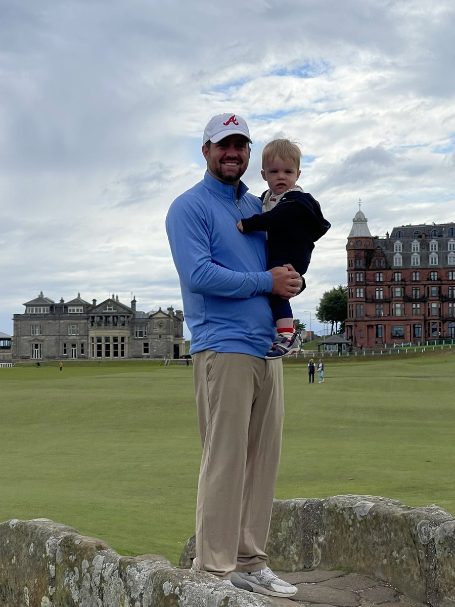 CoachDougSaylor's tweet photo. When it’s Sunday at the Most Famous Golf Course in the world and golf is closed, we play on the fairways where legends have made history! https://t.co/w09lMk2khl