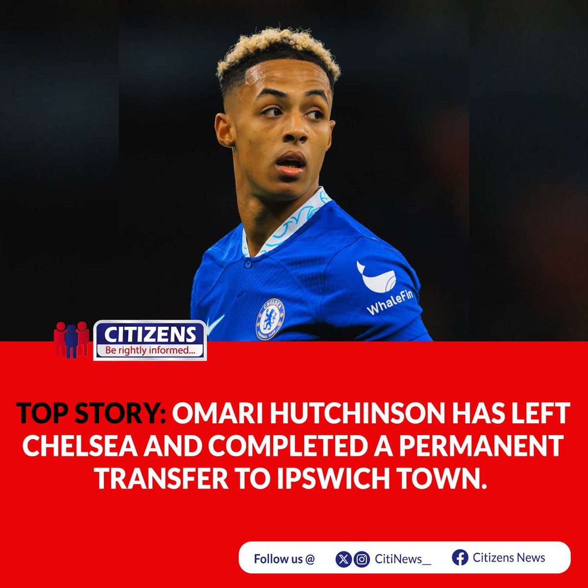 CitiNews__'s tweet photo. Omari Hutchinson has left Chelsea and completed a permanent transfer to Ipswich Town.
#BeRightlyInformed #CitizensNews #today #BreakingNews #currentnews #foryoupageシ #NewsUpdates #viral #GoViral
#trending #TrendingNews @ChelseaFC #Chelsea #ChelseaFC #football #FootballFans https://t.co/ulokrVIbXC