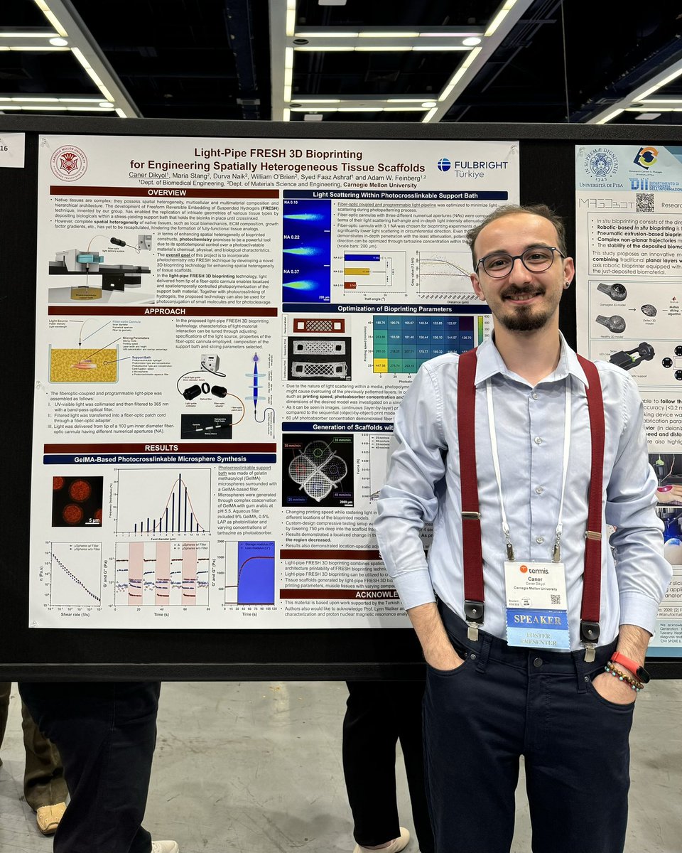 Caner Dikyol (@canerdikyol) on Twitter photo I had a great time while presenting our novel Light-Pipe FRESH 3D bioprinting technology to the scientific community at #TERMIS2024.
Many thanks to the organizers <a href="/nasimannabi/">Nasim Annabi</a> and <a href="/cosgriffhernan/">Elizabeth Cosgriff-Hernandez</a>, and also to my PI @RegenBio for the opportunity to share our research. I had a great time while presenting our novel Light-Pipe FRESH 3D bioprinting technology to the scientific community at #TERMIS2024.
Many thanks to the organizers <a href="/nasimannabi/">Nasim Annabi</a> and <a href="/cosgriffhernan/">Elizabeth Cosgriff-Hernandez</a>, and also to my PI @RegenBio for the opportunity to share our research.