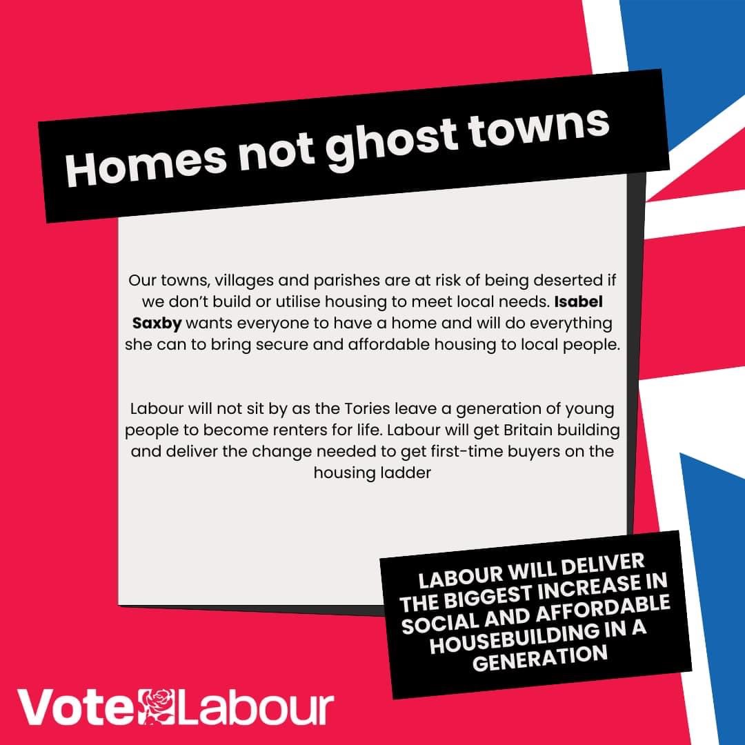 I am dedicated to ensuring everyone has access to secure and affordable housing in our towns, villages, and parishes. Labour won’t leave a generation stuck renting for life. With your support. Vote Labour for a future where everyone has a place to call home.