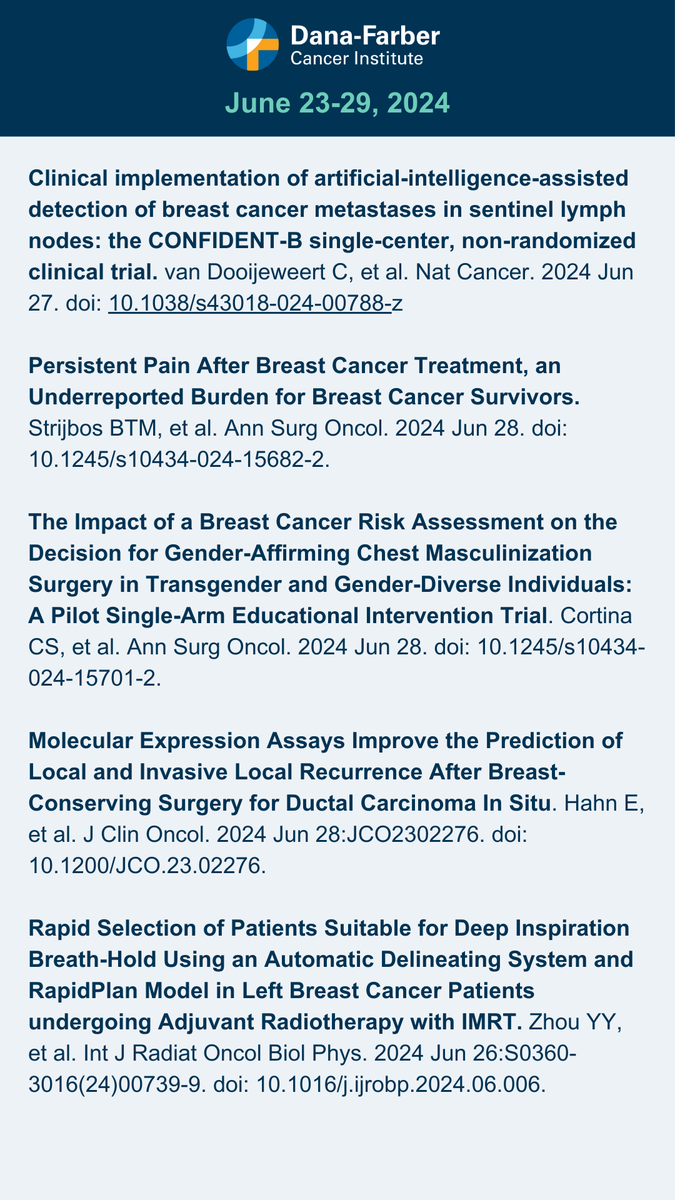 DFCI_BreastOnc's tweet photo. 👀this week's #BreastCancer Research Digest for a summary of recent publications from select high-impact journals #ClinicalResearch #CancerTreatment #BCSM #BreastCancerResearch #BreastOncology https://t.co/SC8KG19J05