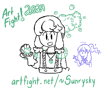 sunrysky's tweet photo. I'll be participating again in Art Fight this year! You can find my profile here: https://t.co/wTjQUCN5Jr

Just like last year, I'll be gradually adding onto this post as a thread to share any attacks I make during the event! https://t.co/xDJa99C8uE