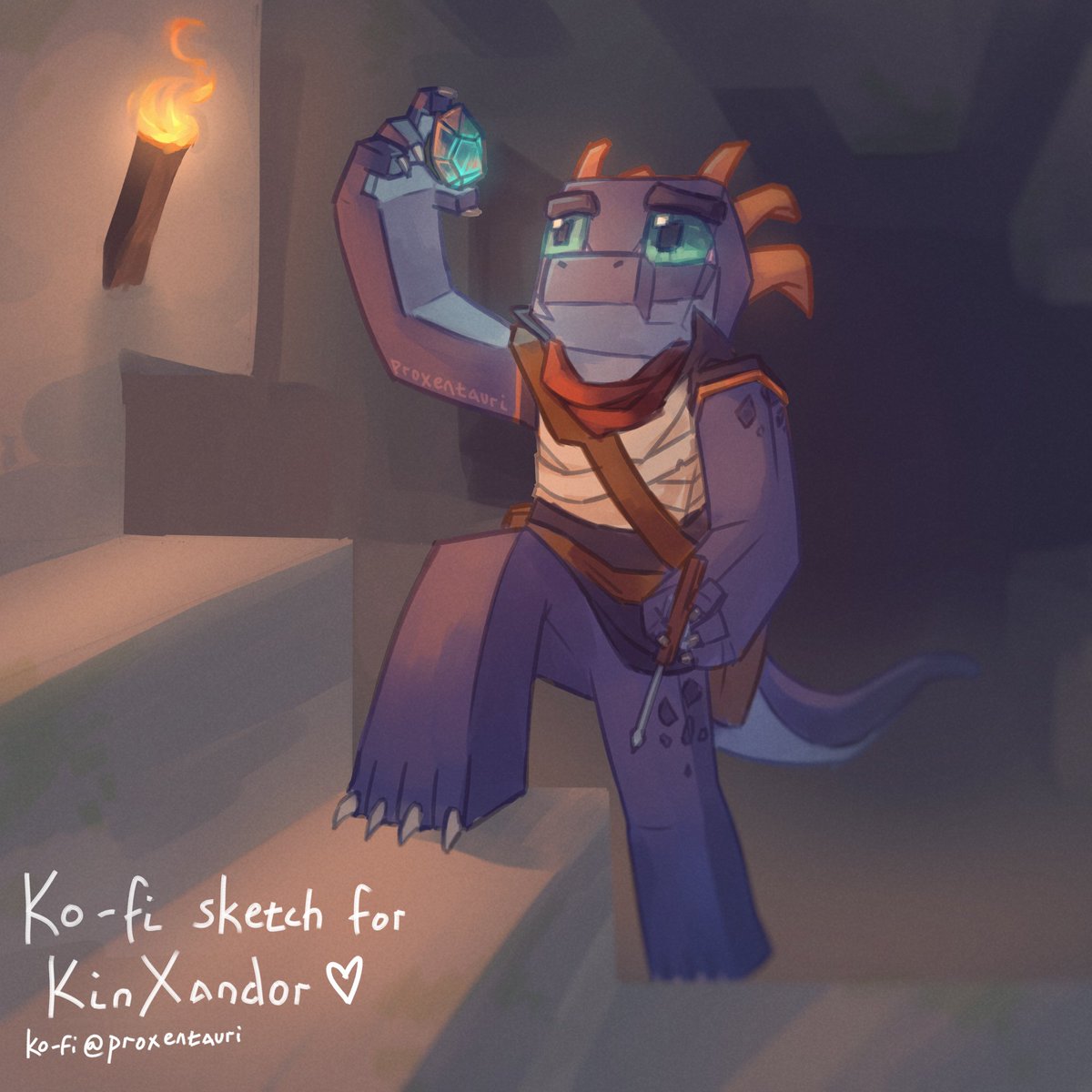 thank you so much <a href="/KinXandor/">KinXandor</a> for commissioning me to draw <a href="/FranklyGDrawn/">FranklyGD</a> 's character in a minecraft style!! happy late birthday :)
only a few minecraft sketch comms still on 50% discount left at ko-fi.com/proxentauri/co… :0