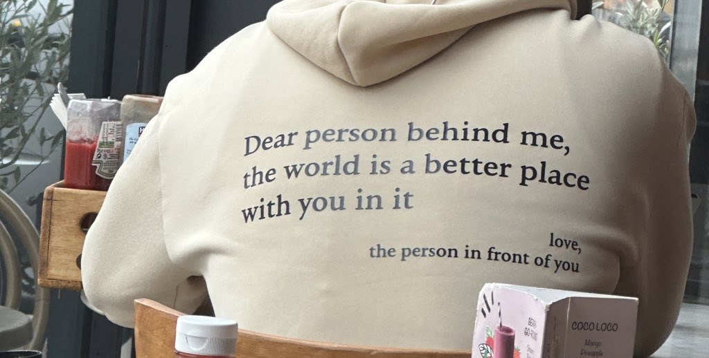 I honestly think simple &amp; sincere gestures like these help to prevent suicide. I took this pic last year when I was in my beloved Bloom cafe in Crystal Palace, South London, UK. I was so touched, I insisted I pay for his lunch. In a world where we can be anything, be kind.
