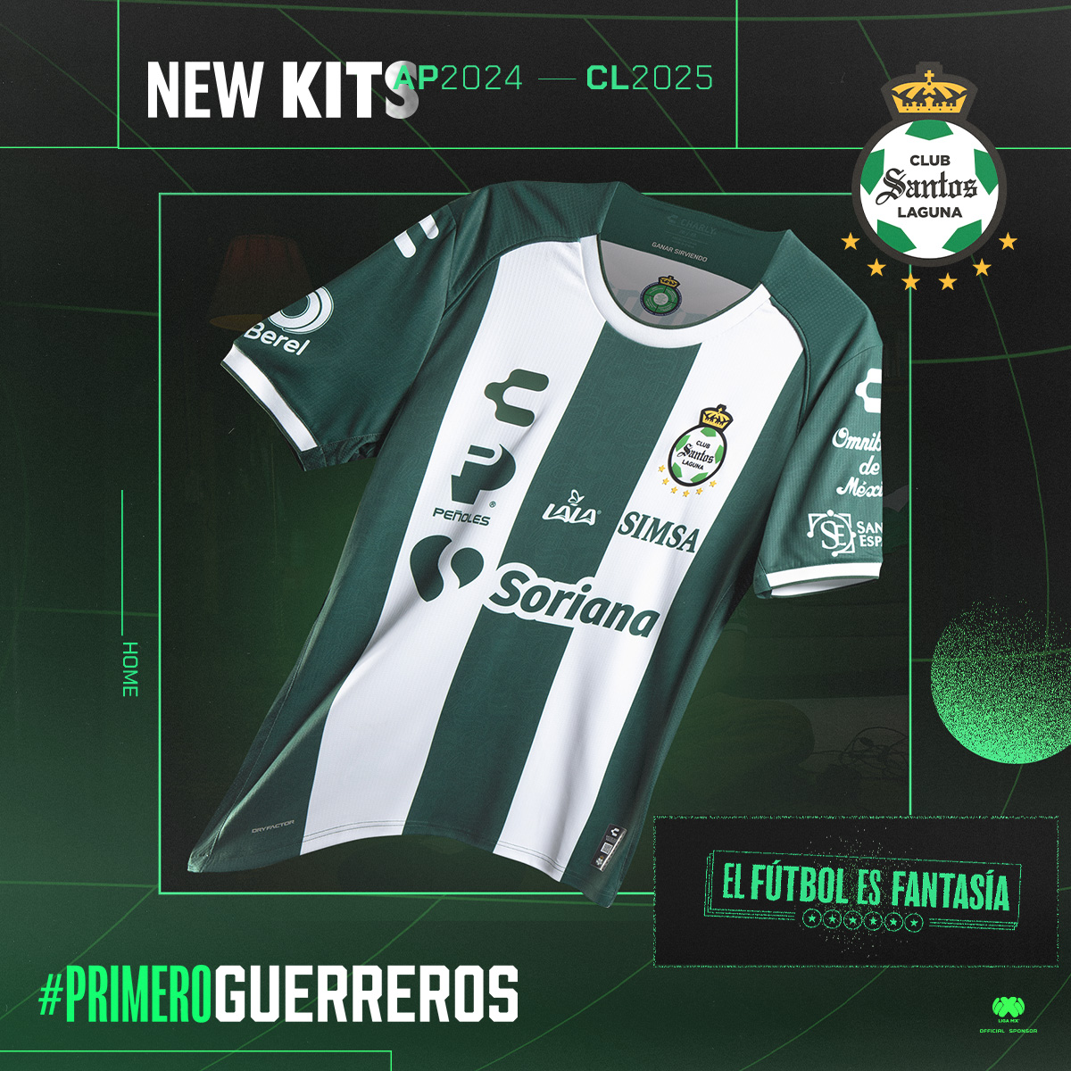 ClubSantos's tweet photo. Necesitábamos un diseño audaz para enfrentar una nueva campaña, líneas verticales en verde y blanco para representar el espíritu de lucha y la tenacidad de ser guerrero. 🛡️ #PrimeroGuerreros
Les presento el nuevo uniforme de local para la temporada 24/25. 👊🏽 | @CharlyFutbol
Disponible en @santosshopmx.
➡️ https://t.co/5zNEsUx1ag