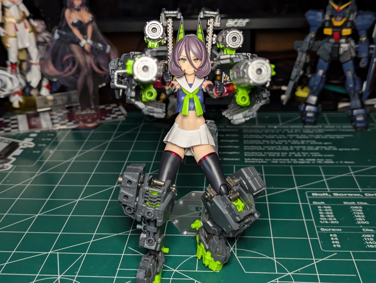 MDZerobeats's tweet photo. Tank done. I get it now. They gave her gunmetal and Tamago(Tamamonomae) green, because she's Godzilla  #メガミデバイス #megamidevice
#kotobukiya
#コトブキヤ https://t.co/nq6pq4PEw2