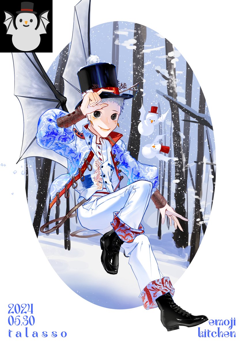 ⛄+🦇/
 이모지 키친으로 그림을 그렸습니다!
재질 묘사와 빨강+파랑 조합이 너무 좋았어요 ㅎㅎ