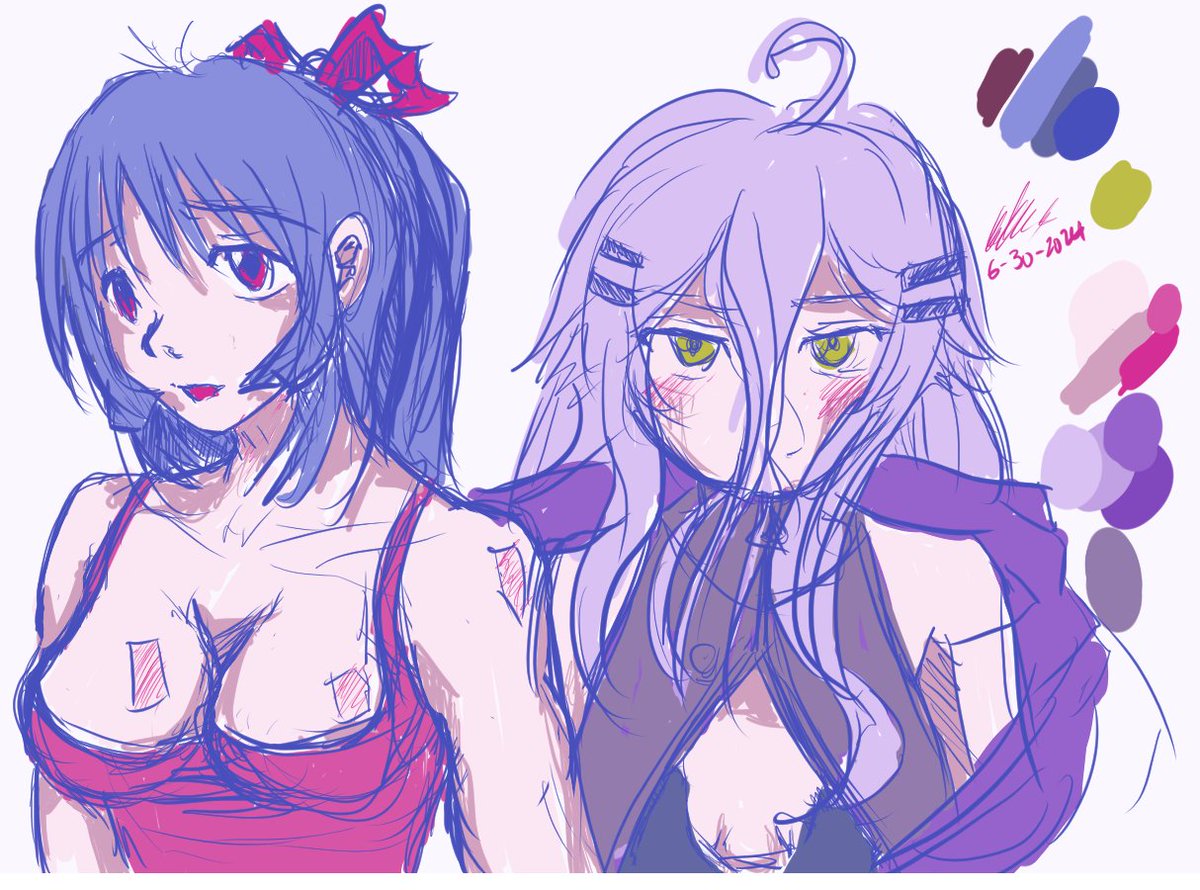 NumakieS's tweet image. Finally connected my tablet again. It's been a while since I last drew. Oh well. here's a random girl and a Henya.