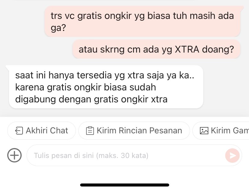 abis nanya cs shopee, kalo mau berhenti dari program gratong xtra bisa cuma toko kalian nanti gabisa gratis ongkir sama sekali karna vc nya udh digabung jadi gratong xtra semua🙂💔