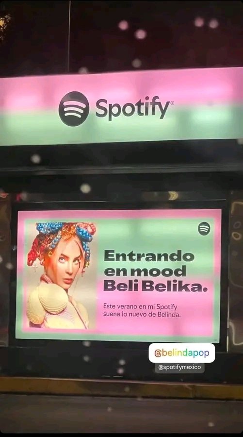 GabyLlerenas28's tweet photo. Se viene el 3er sencillo de Belinda , así se puede observar un nuevo espectacular de Spotify en las calles de la CDMX. @belindapop https://t.co/WM2am84rTk