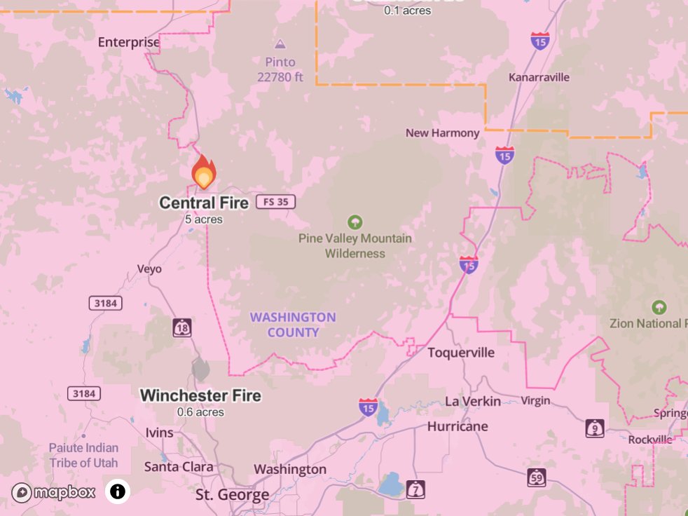 UtahWildfire's tweet photo. #CentralFire in Central, UT, is 15 acres. Fire is human caused/under investigation and started on private land. Firefighters have stopped forward progress but are experiencing high winds. #FFSLKW https://t.co/0pgxNi59eB