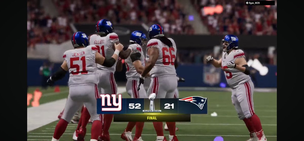 GiantsFnF's tweet photo. 🚨🚨 Super Bowl CHAMPS 🚨🚨

We managed to hold it together for the entire season and cap off the season as CHAMPS…🏆

Much respect to our opponents @PatriotsFnF 🫡🫡

E. Elliot: I’m going kayaking with the Lombardi trophy 🏆 🛶….
@FnFMadden 

#Madden24 #Madden25 #Champions https://t.co/HO7SdyFxKc