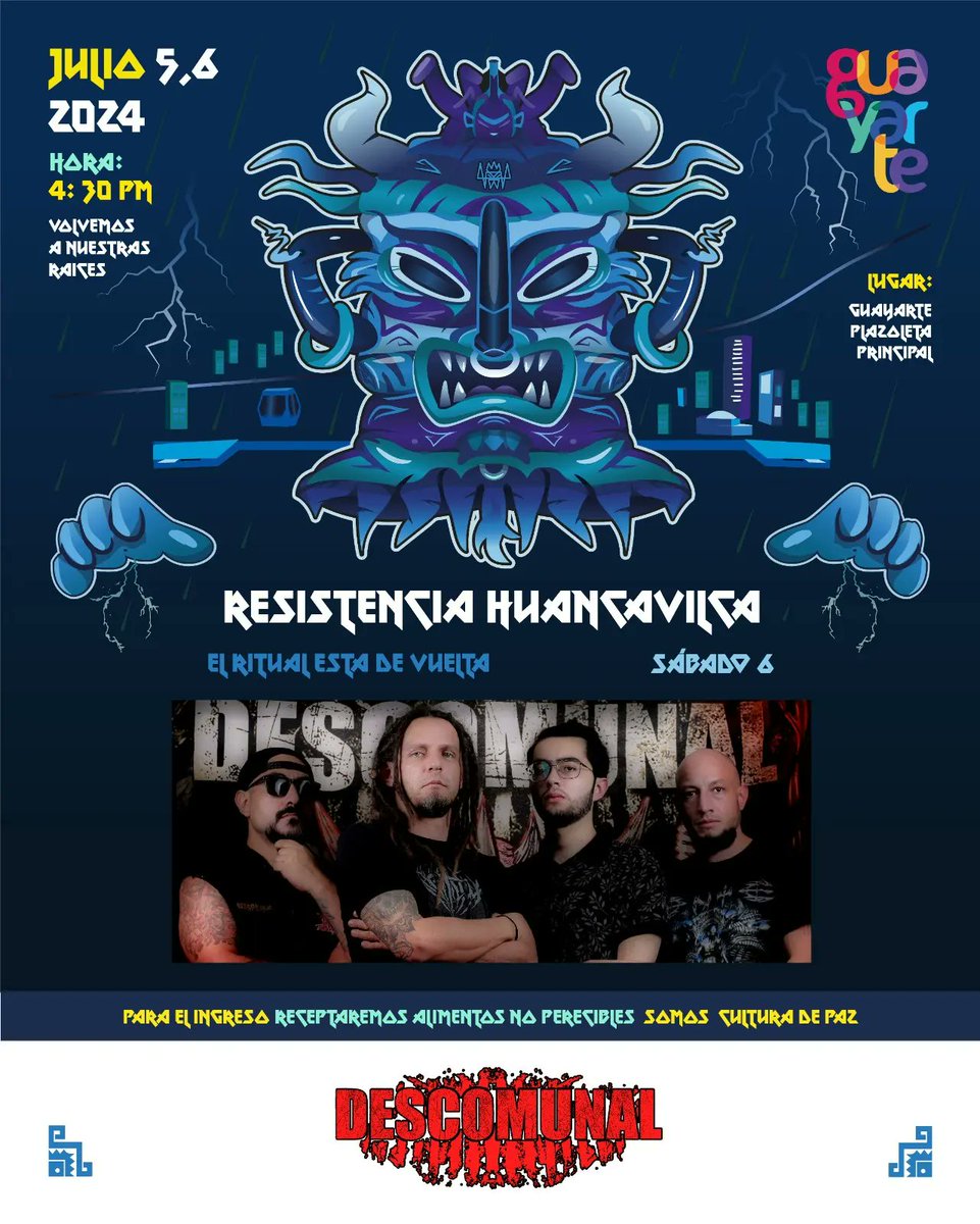 Descomunal593's tweet photo. Descomunal en vivo:
- viernes 5 de julio en Guaranda
- sábado 6 de julio en Guayaquil
¿Que temas debemos tocar si o si en cada ciudad?
Manifiéstate en comentarios.
.
#AmaKillaAmaShwaAmaLlulla #Gira #Guaranda #Guayaquil #Descomunal https://t.co/Q0cziaaBQn