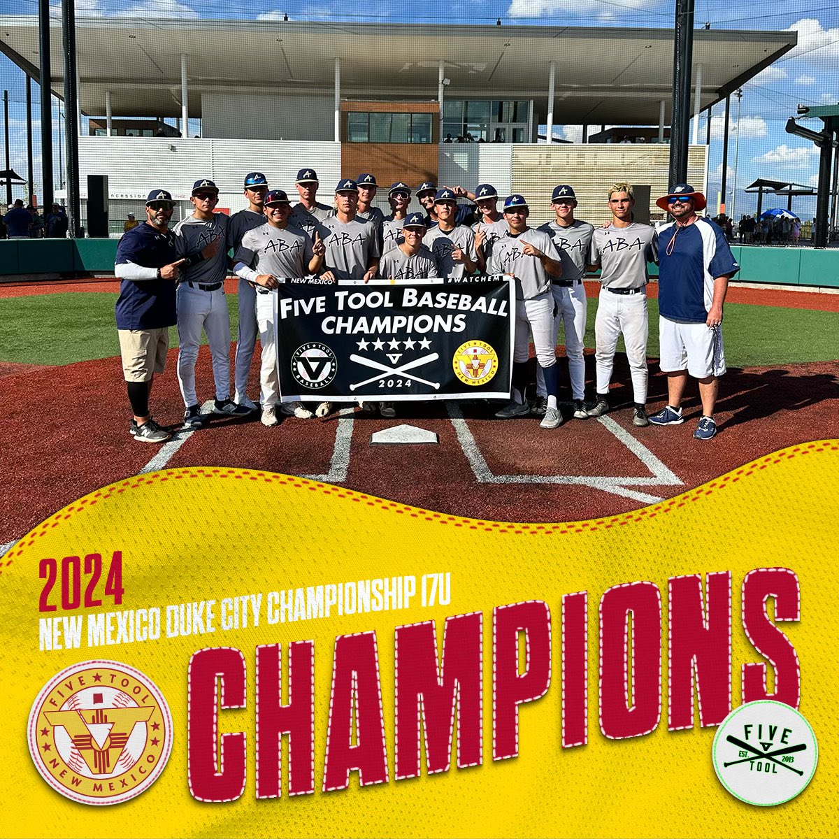 Five Tool New Mexico (@fivetoolnm) on Twitter photo 🏆 Champions 🏆
Congrats to the <a href="/AbqBaseballAcad/">Albuquerque Baseball Academy</a> 2026 Navy on winning the 17U Championship of the <a href="/FiveTool/">Five Tool Baseball</a> Duke City Championships!
#WatchEm 🏆 Champions 🏆
Congrats to the <a href="/AbqBaseballAcad/">Albuquerque Baseball Academy</a> 2026 Navy on winning the 17U Championship of the <a href="/FiveTool/">Five Tool Baseball</a> Duke City Championships!
#WatchEm