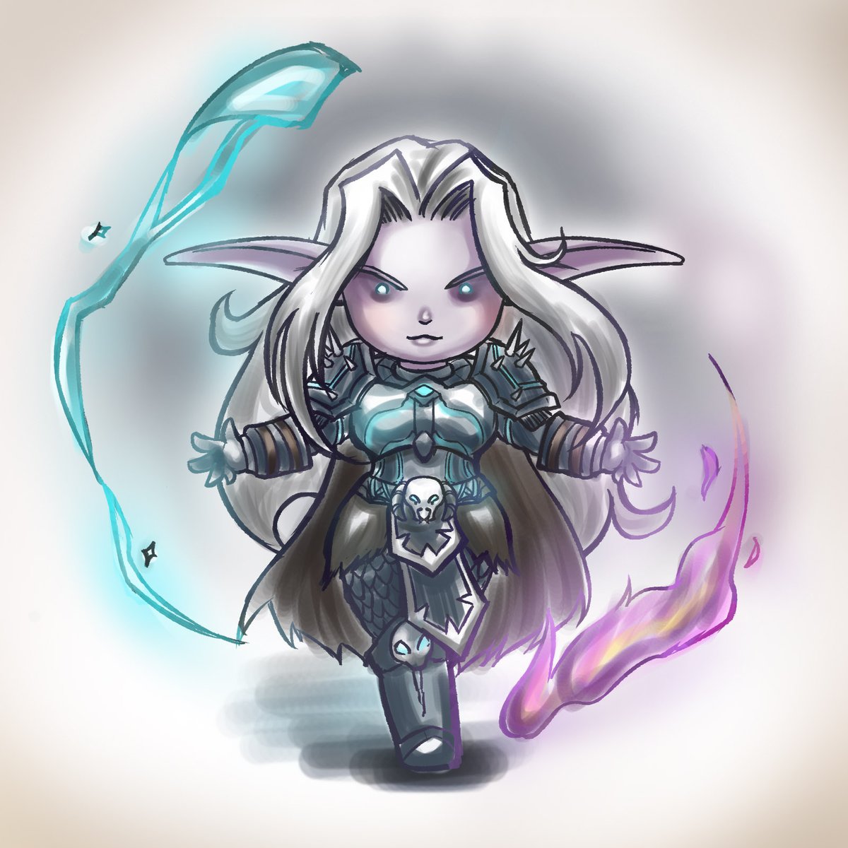 crossworlds_art's tweet image. Quickie chibi for a well deserved antagonist!

#nightelf #acherus #Moonguard #deathknight #wowart