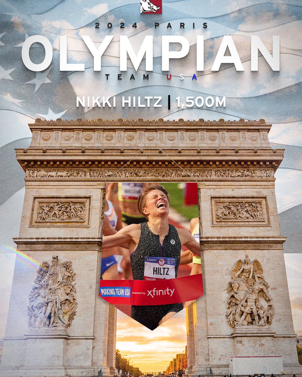 RazorbackTFXC's tweet photo. 2024 U.S. Olympic Team Trials

Nikki Hiltz earns first Olympic Games trip by setting a meet record of 3:55.33 to win 1,500m with the second fastest time in U.S. history

#WPS 🐗🇺🇸 | #OlympiansMadeHere https://t.co/RkiHlHCcOv