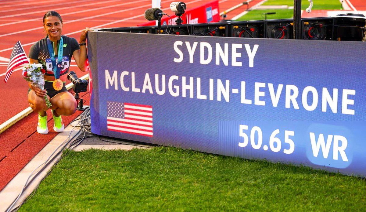 This season alone, Sydney McLaughlin-Levrone 🇺🇸 has run:

200m - 22.07s
400m - 48.75s (WL)
100mH - 12.71s
400mH - 50.65 WR

Never forget how great she is!!🔥🔥