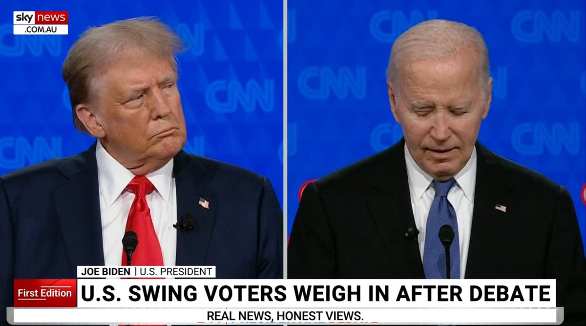 AIMemeExplorer's tweet photo. #DonaldTrump $DTC looking at helpless #JoeBiden while he stumbles during the debate. 

Is it a win for @realDonaldTrump ? 🇺🇸 

#DonaldTrumpCoin
@DTC_DonaldTrump 
#DTC https://t.co/vuFQ1qd7fp