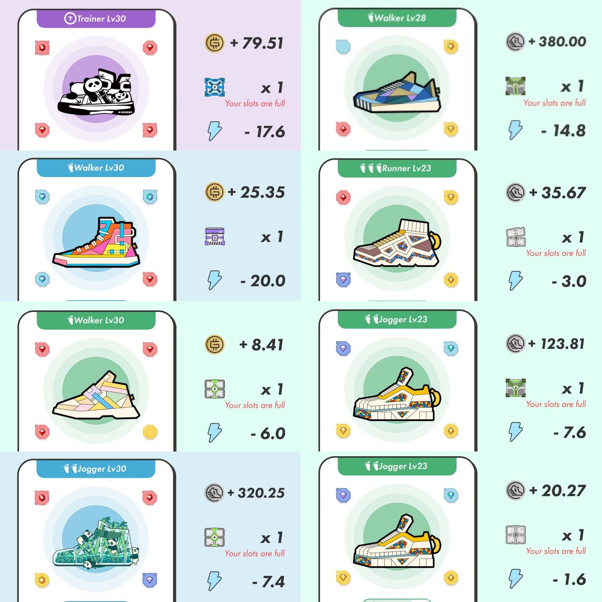 shibaani1206's tweet image. Day128／3nd year
⚡️ 25.6 GMT：+86.19
⚡️ 38.4 GST：+879.09

Day129／3nd year
⚡️ 43.6 GMT：+113.27
⚡️ 34.4 GST：+880.0

おはようございます☔️
貯まったエナを週末に消化⚡️
これからも歩き続けます🚶‍♀️

#STEPN