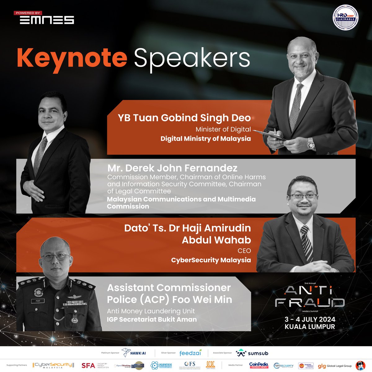 emnesevents's tweet photo. The 2nd Annual Anti-Fraud Leaders Summit promises to be an extraordinary 💡  event packed with insights and knowledge from top industry experts. We are thrilled to welcome our distinguished keynote speakers.

👉🏻Grab you last opportunity to register: https://t.co/YLy9CAdnLq https://t.co/cn7vPfgcl6