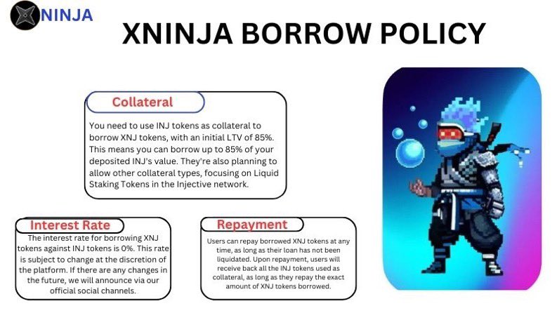 cryptobaps's tweet photo. Calling all Ninjas! Our new borrowing policy is here to make sure lending & borrowing goes smoothly.
Check it out for all the guidelines: https://t.co/YtLnOUK8m9
#Ninjal #borrowing #INJ #XNJ https://t.co/NHOTl1B91m