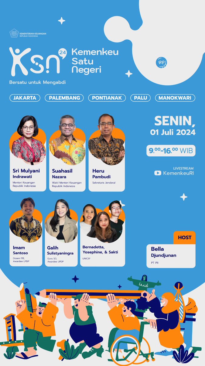 154 siswa SMP dari seluruh penjuru negeri berkumpul. 

Selama 5 hari ke depan, mereka akan belajar tentang keberagaman dan keuangan negara lewat rangkaian acara ✨Kemenkeu Satu Negeri✨

Dibuka langsung oleh Menkeu SMI, pagi ini.

Bisa ditonton di sini 👉🏼
youtube.com/live/iXOQgURJ1…
